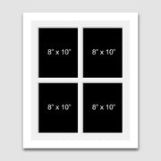 Multi Photo Picture Frame 4 Apertures to Hold 8x10 photos in a 22mm White Wood Frame - Multi Photo Frames